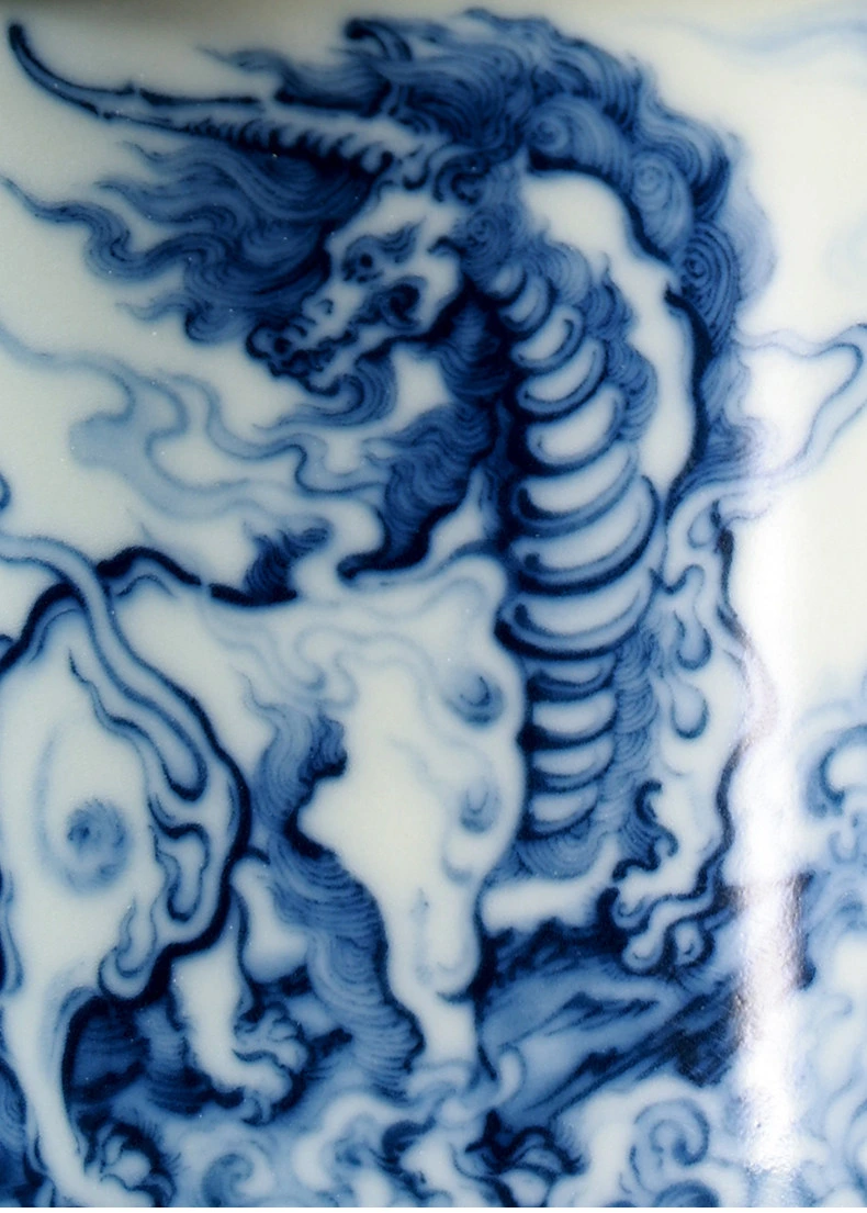Bai Ze Hanzhang Blue and White Wood-Fired Waisted Teacup: bai ze brushwork