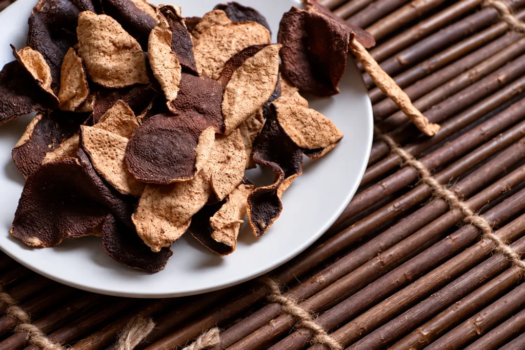 Plate of dark dried tangerine peel pieces