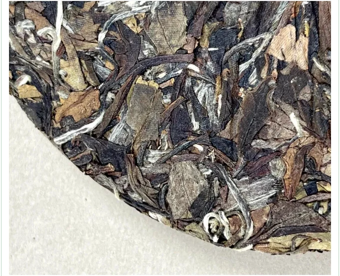Edge detail of an aged-style white tea cake
