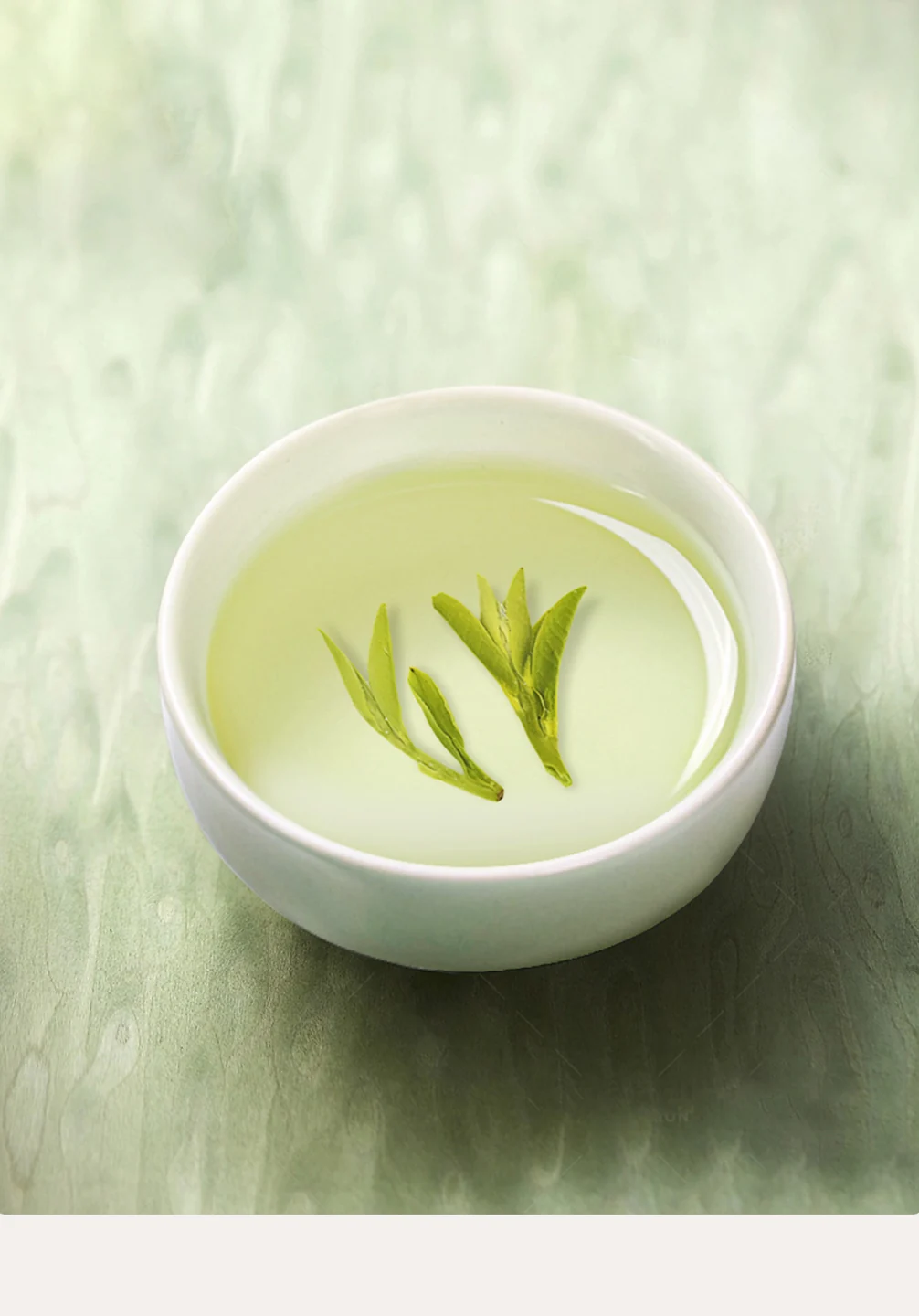 Gong Pai Longjing green tea after brewing