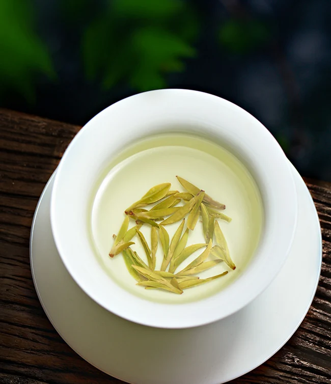 Gong Pai Longjing green tea after brewing