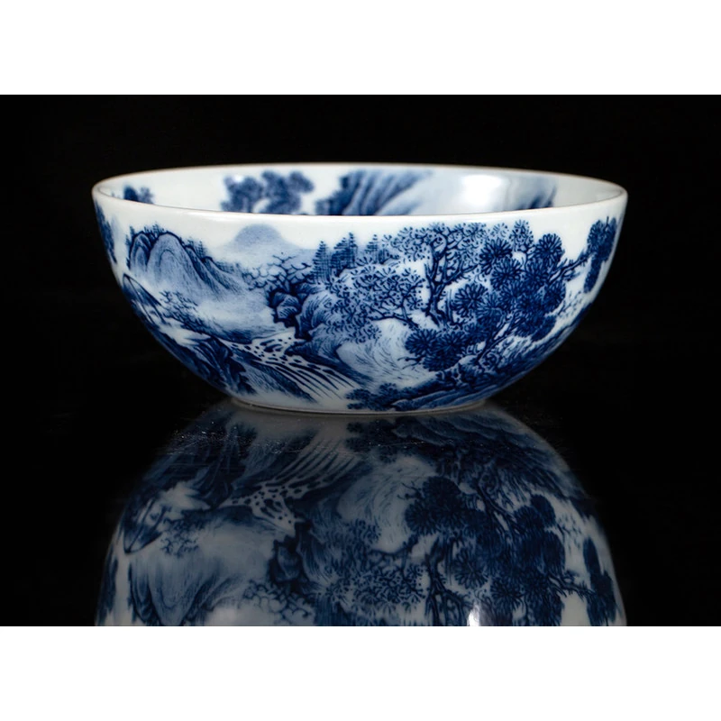 Tree and stream decoration on the opposite side of the landscape teacup