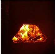 Wood burning inside a kiln
