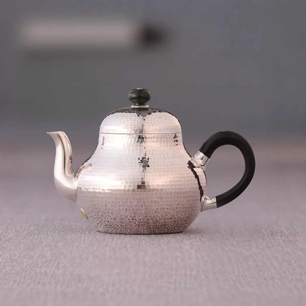 Si Ting Handmade 9999 Silver Teapot — 150mL — Front view