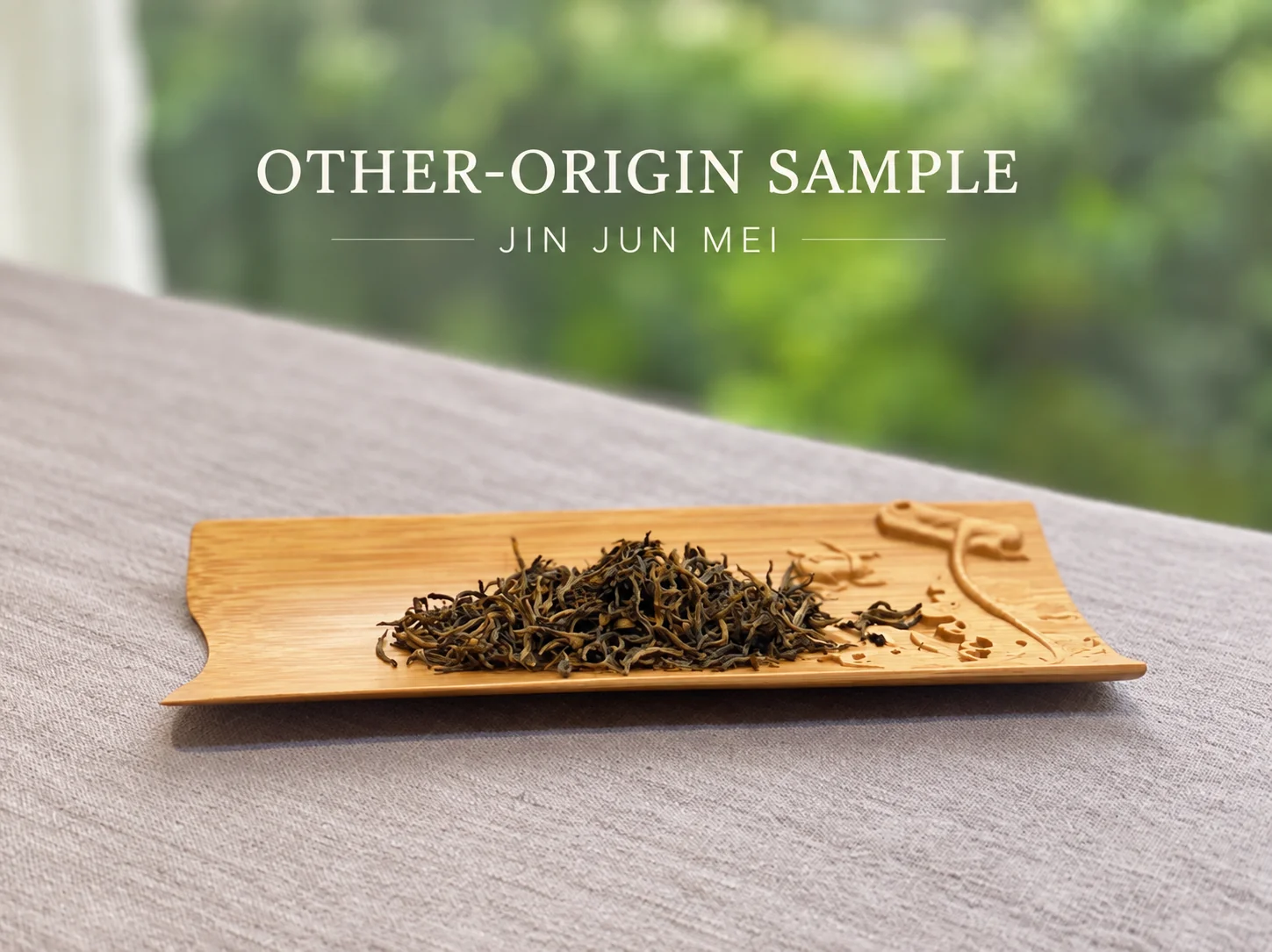 Other-origin sample on a bamboo tea scoop