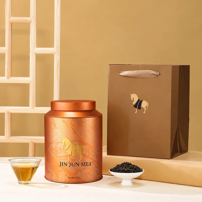 Source example of a Bama Jin Jun Mei tin and gift bag