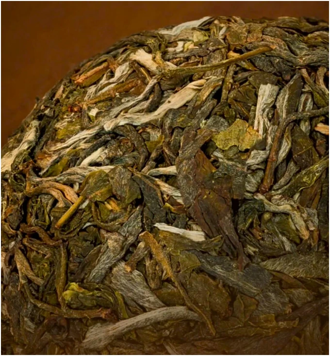 Close-up of compressed Pu-erh leaf material