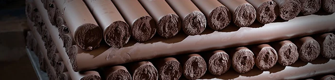 Prepared clay rods stored before pottery making